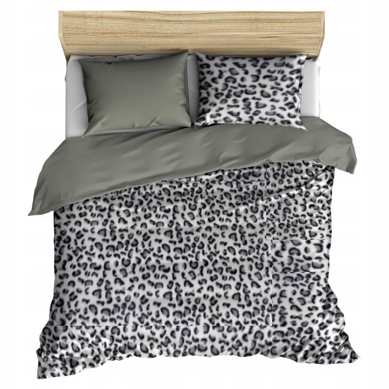 pościel z polaru 200x220 + 2 poszewki P 304-6 DUO panterka czarna / szary