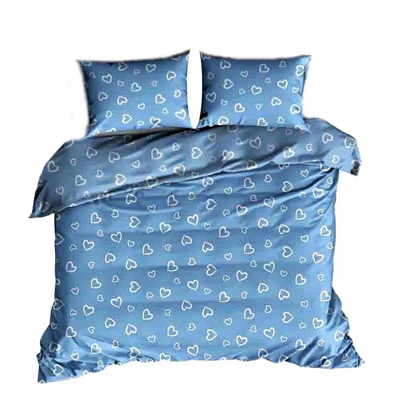 pościel bawełna lux 220x220 + 2 poszewka B 207-6 walentynka niebieska