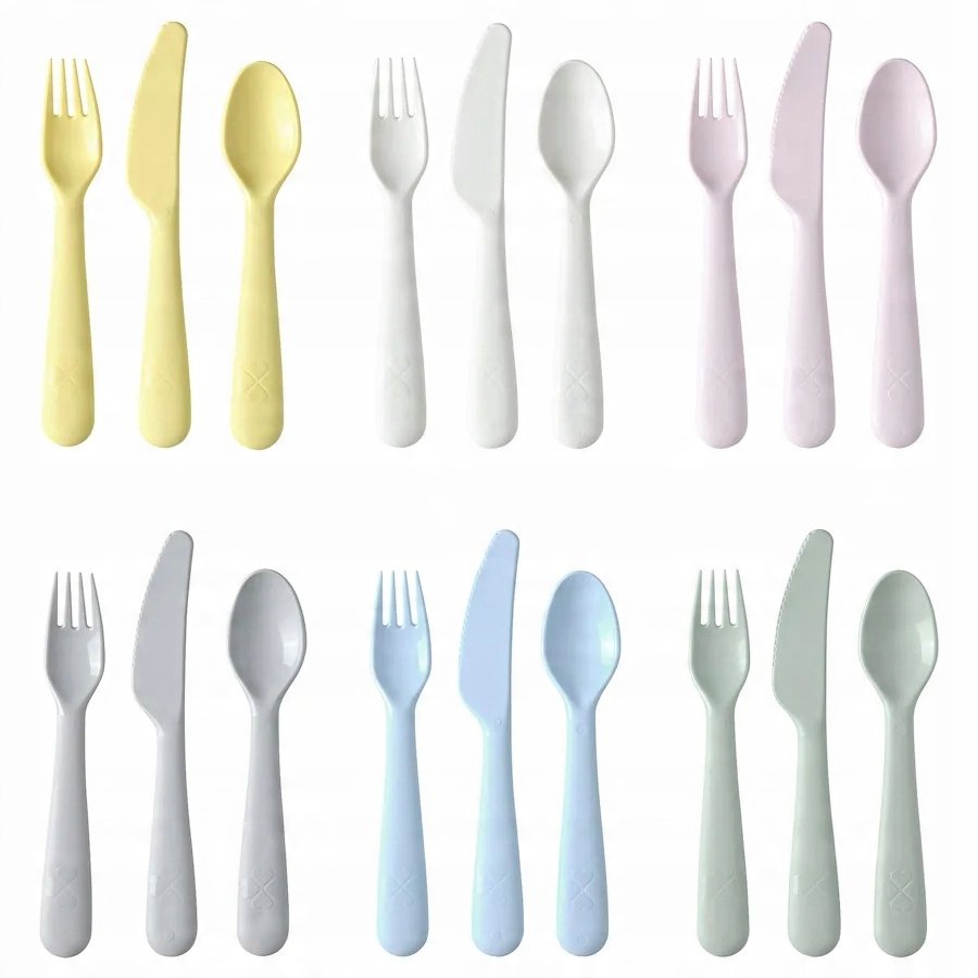 IKEA KALAS Plastikowe sztućce 18szt dla dzieci na piknik ogrodu WIELORAZOWE