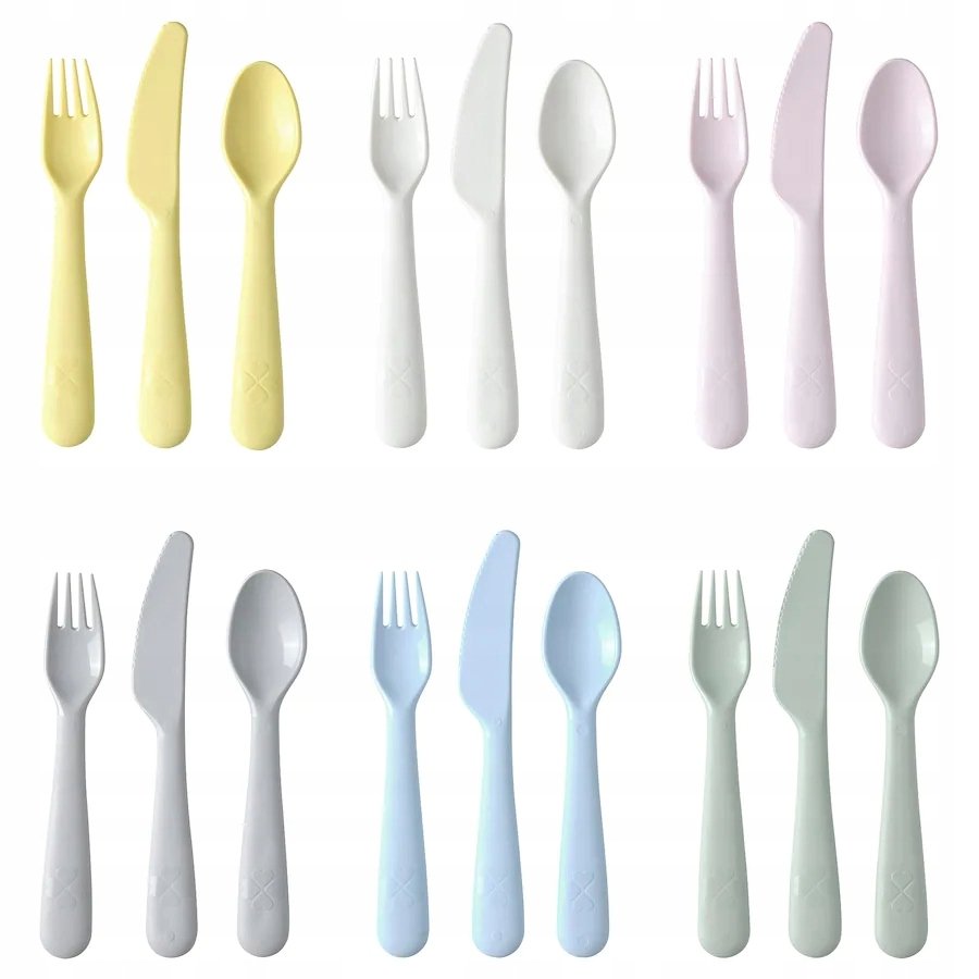 IKEA KALAS Plastikowe sztućce 18szt pastel dla DZIECI do OGRODU turystyczne
