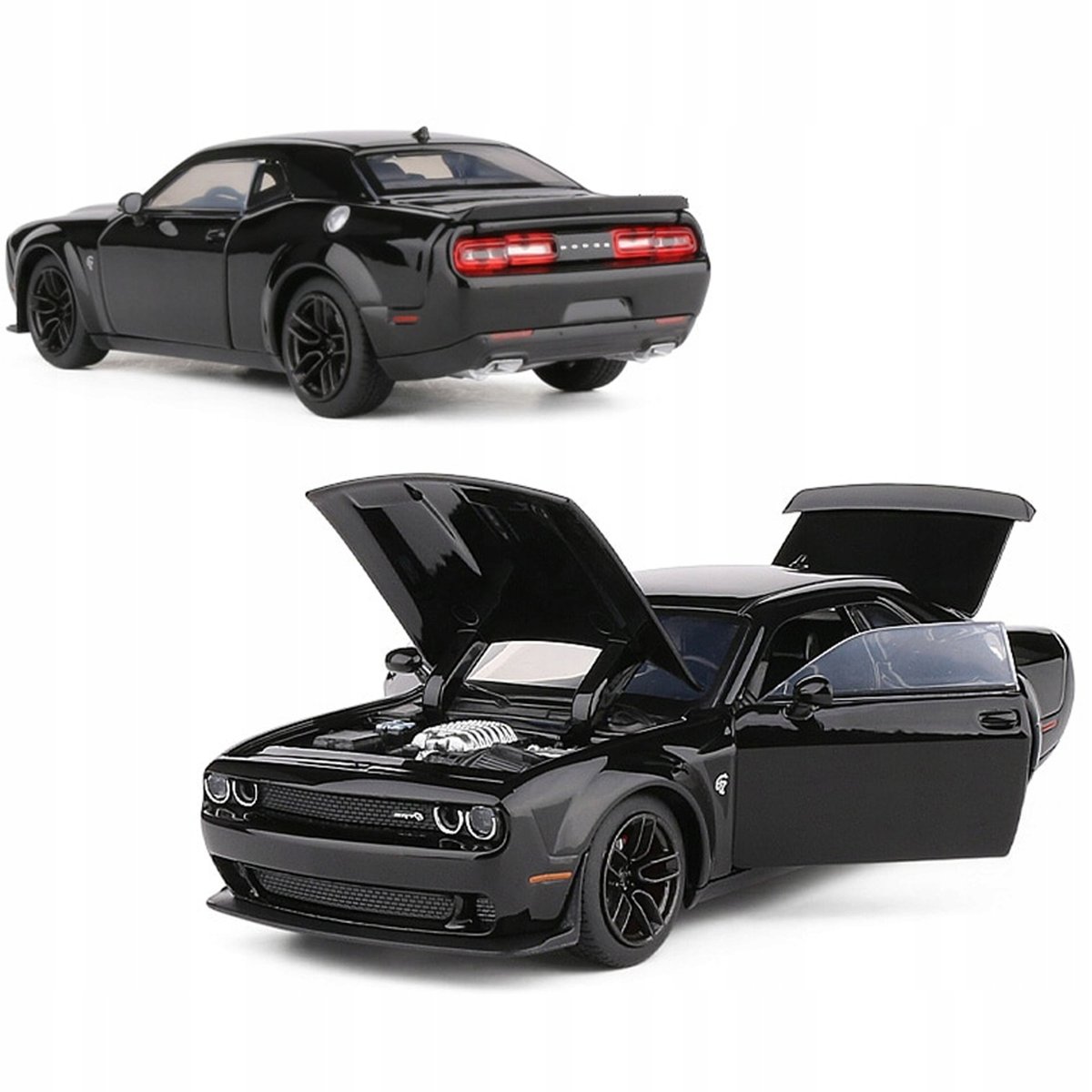 Model Dodge Challenger 1:32 Metalowy Światła Led, Dźwięk, Napęd, Baterie