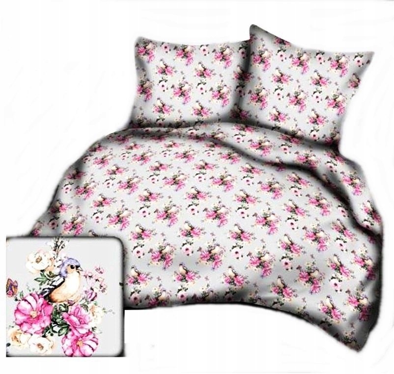 pościel kora lux 220x220 + 2 poszewki K 307-1 ptasi ogród szary