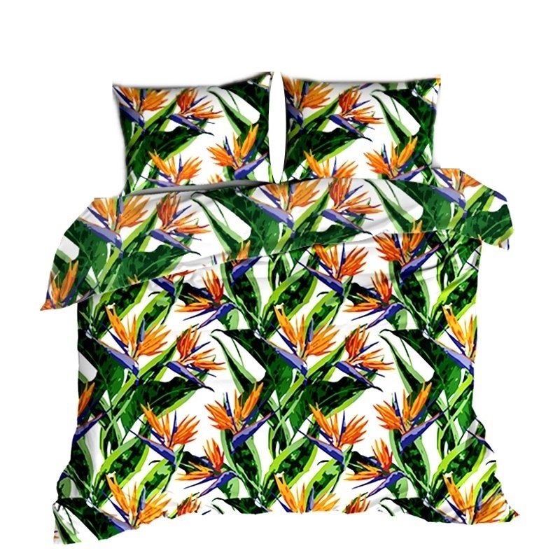 pościel bawełna lux 200x220 + 2 poszewka B 316-1 rajski kwiat biały