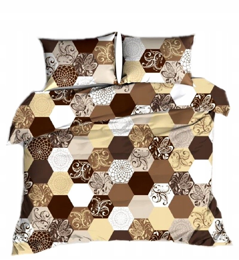 pościel bawełna lux 220x220 + 2 poszewka B 324-4 plastry miodu brąz