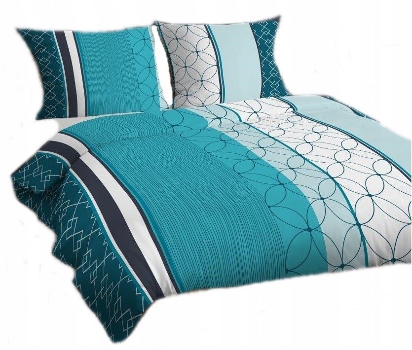 pościel z flaneli 200x200 + 2x poszewka F 143-2 wygodna turkus