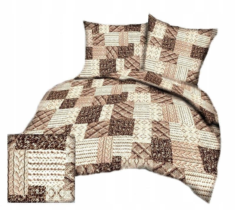 pościel kora lux 220x220 + 2 poszewki K 347 ciepły sweter brąz