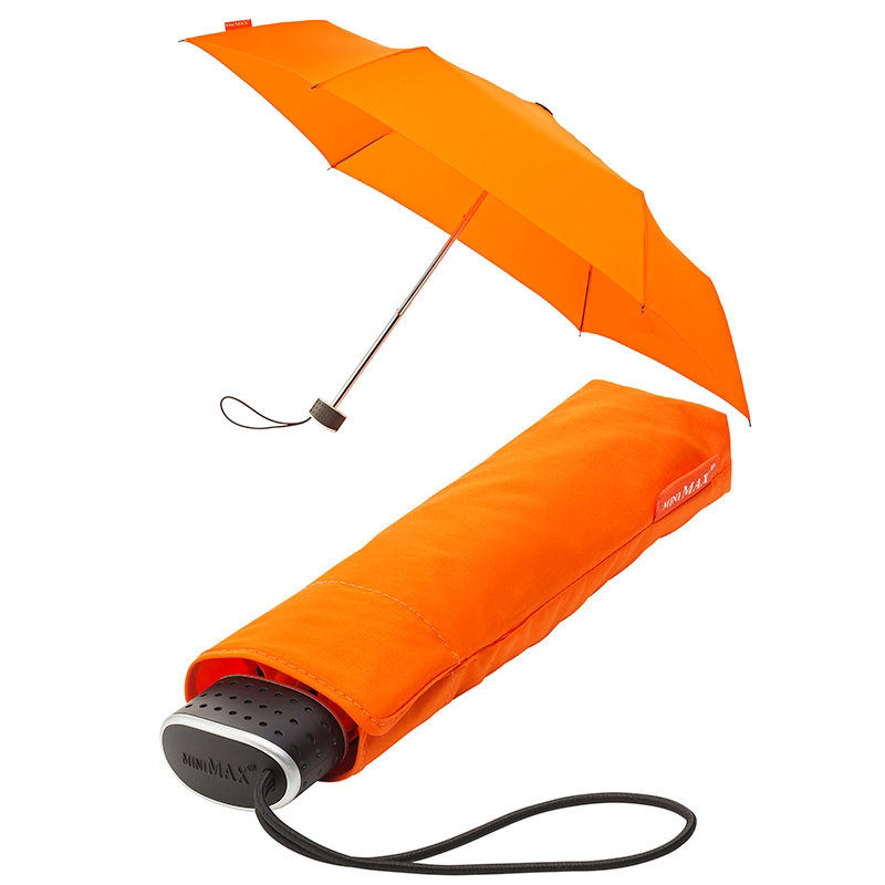 Mała klasyczna płaska parasolka damska, pomarańczowa