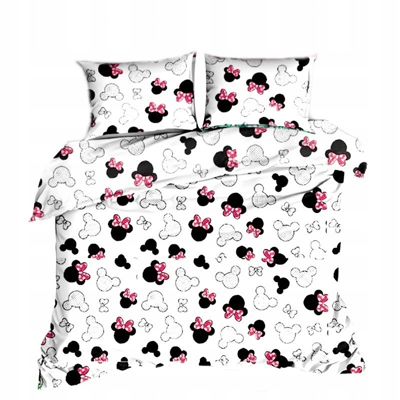 pościel z flaneli 200x220 + 2x poszewka F 107-2 miki różowa