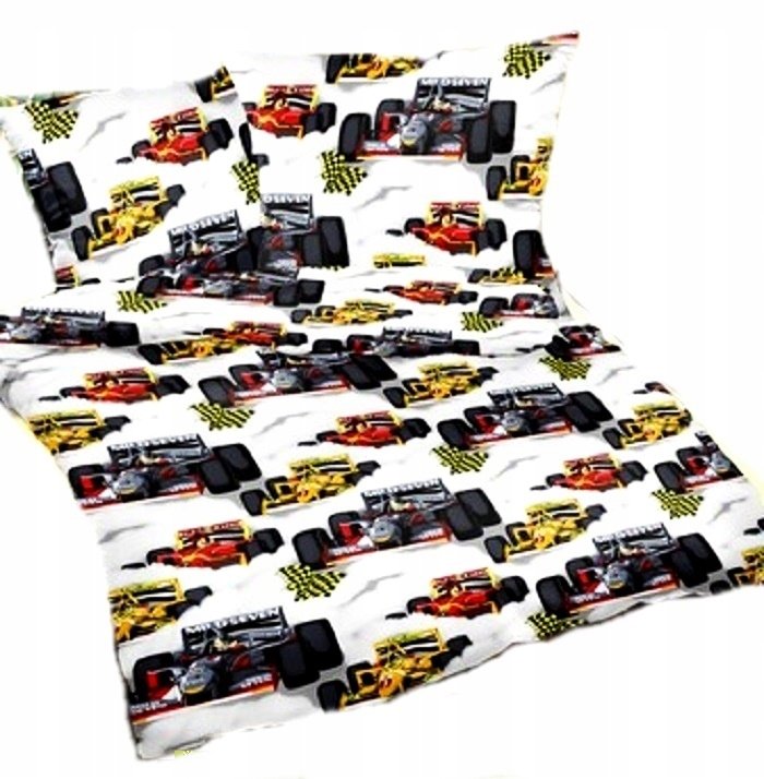 pościel bawełna lux 200x200 + 2 poszewka B 372 formuła 1 biała