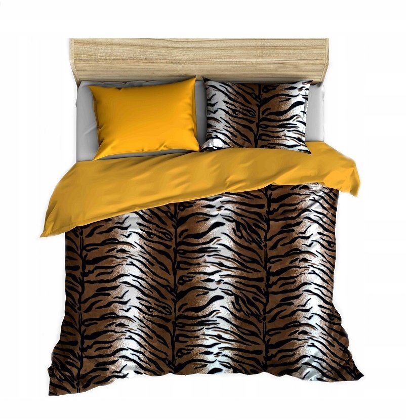 pościel z polaru 220x240 + 2 poszewki P 308-6 DUO tygrys / żółty