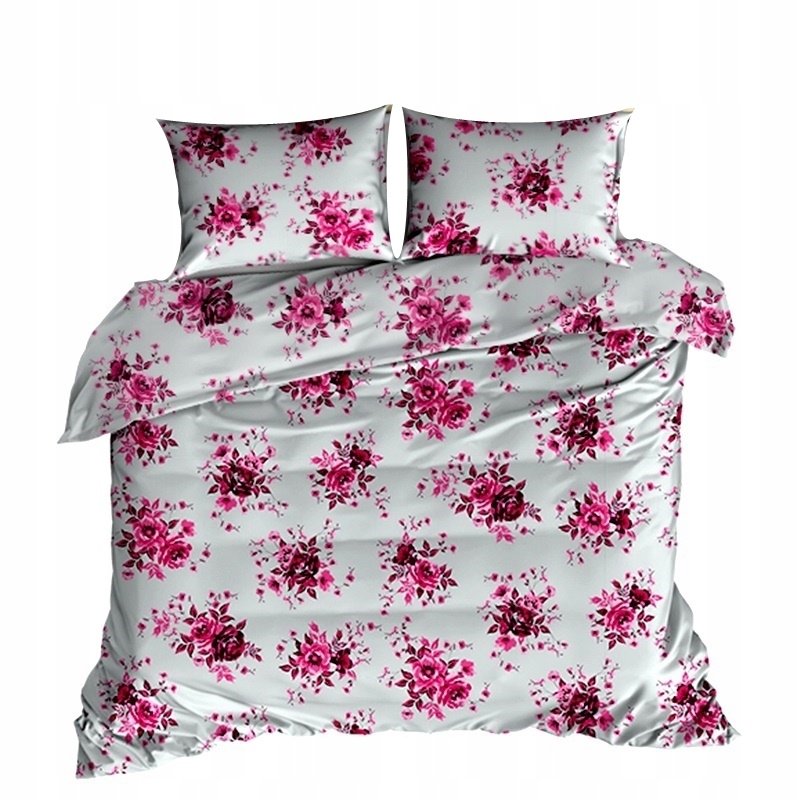 pościel bawełna lux 200x220 + 2 poszewka B 282 róże szare