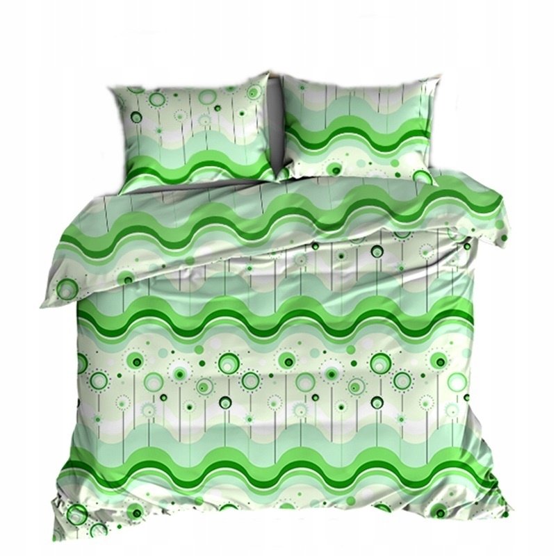 pościel kora lux 220x220 + 2 poszewki K 201-2 fale zielone