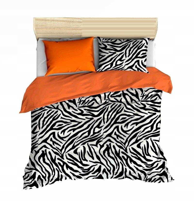 pościel z polaru 220x220 + 2 poszewki P 305-8 DUO zebra czarna / orange