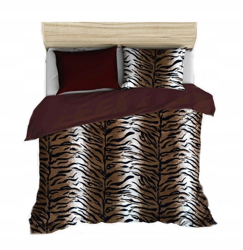 pościel z polaru 220x220 + 2 poszewki P 308-7 DUO tygrys / brąz ciemny