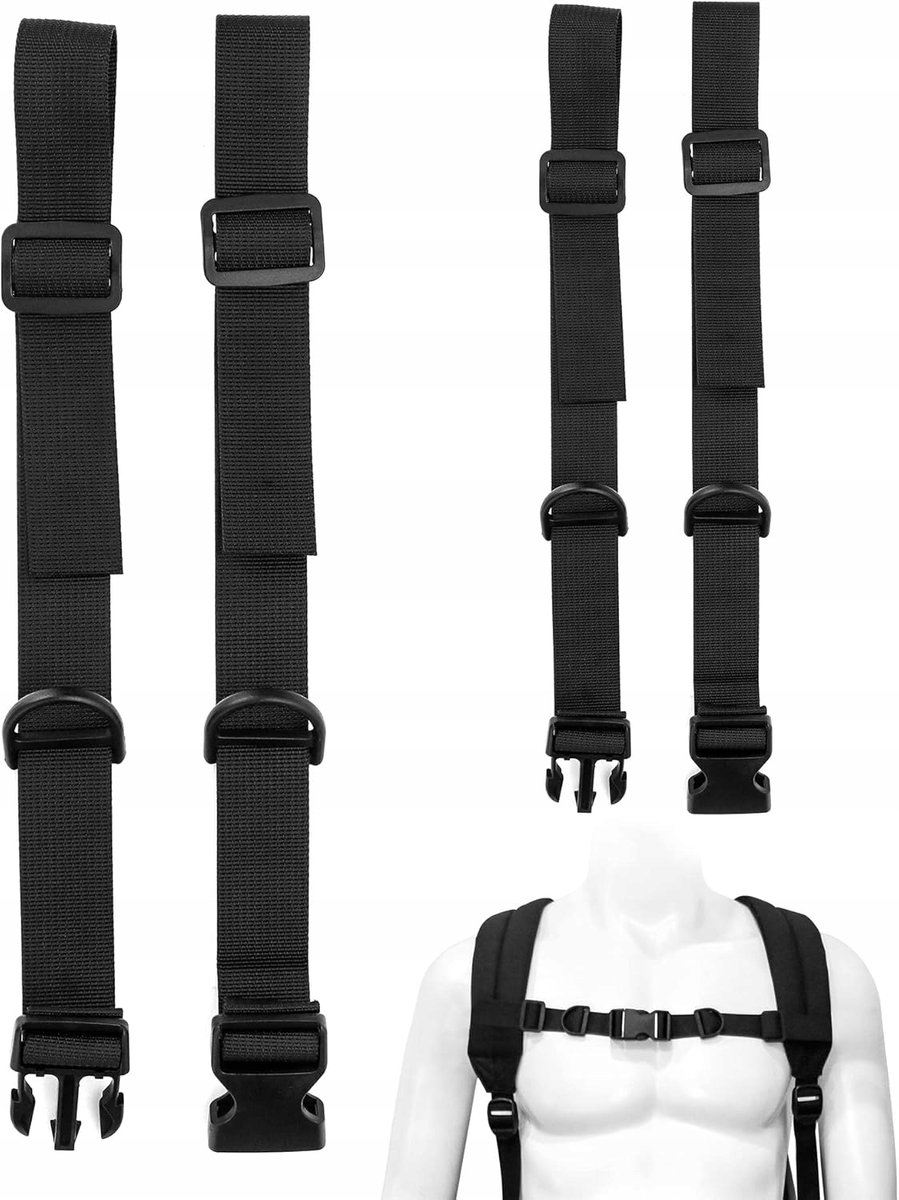 PAS KLATKI PIERSIOWEJ DO PLECAKA Z D-RINGIEM x2 REGULOWANY PASEK 25-70cm