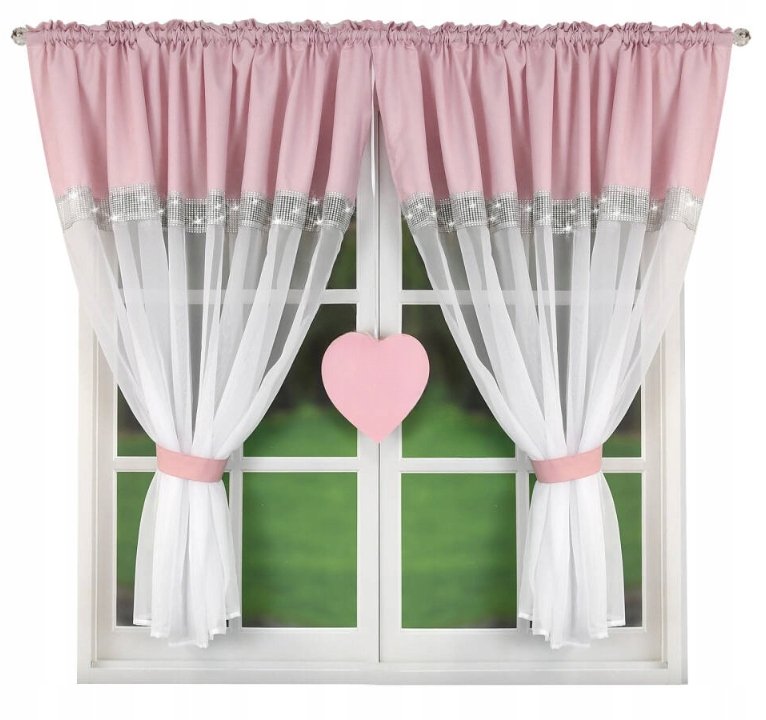 FIRANA GOTOWA WOAL 400x145 Z FILCEM W KSZTAŁCIE SERCA RÓŻOWA TAŚMA TUNEL