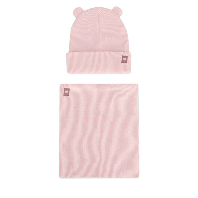 Komplet czapka i komin Nelli Blu 7KF-001-AW24 Różowy