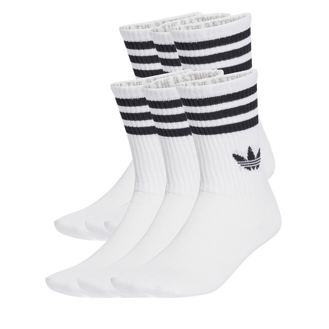 Zestaw 6 par wysokich skarpet unisex adidas 3-Stripes JV7410 Biały