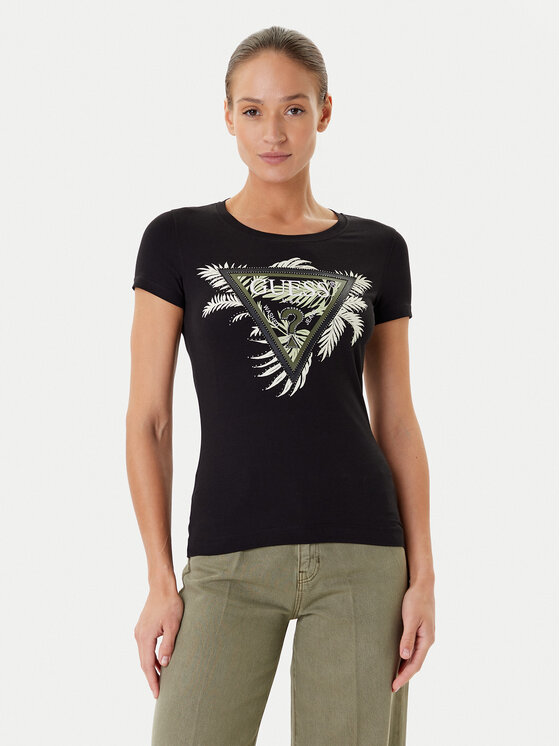 Guess T-Shirt W5YI13 J1314 Czarny Regular Fit
