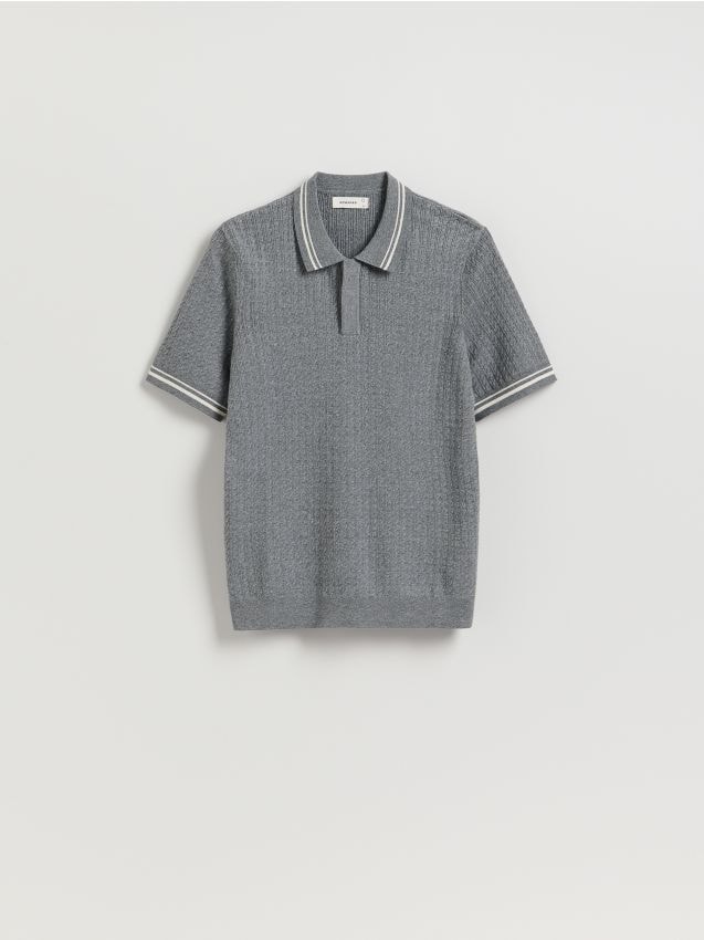 Reserved - Sweter polo z bawełną - ciemnoszary