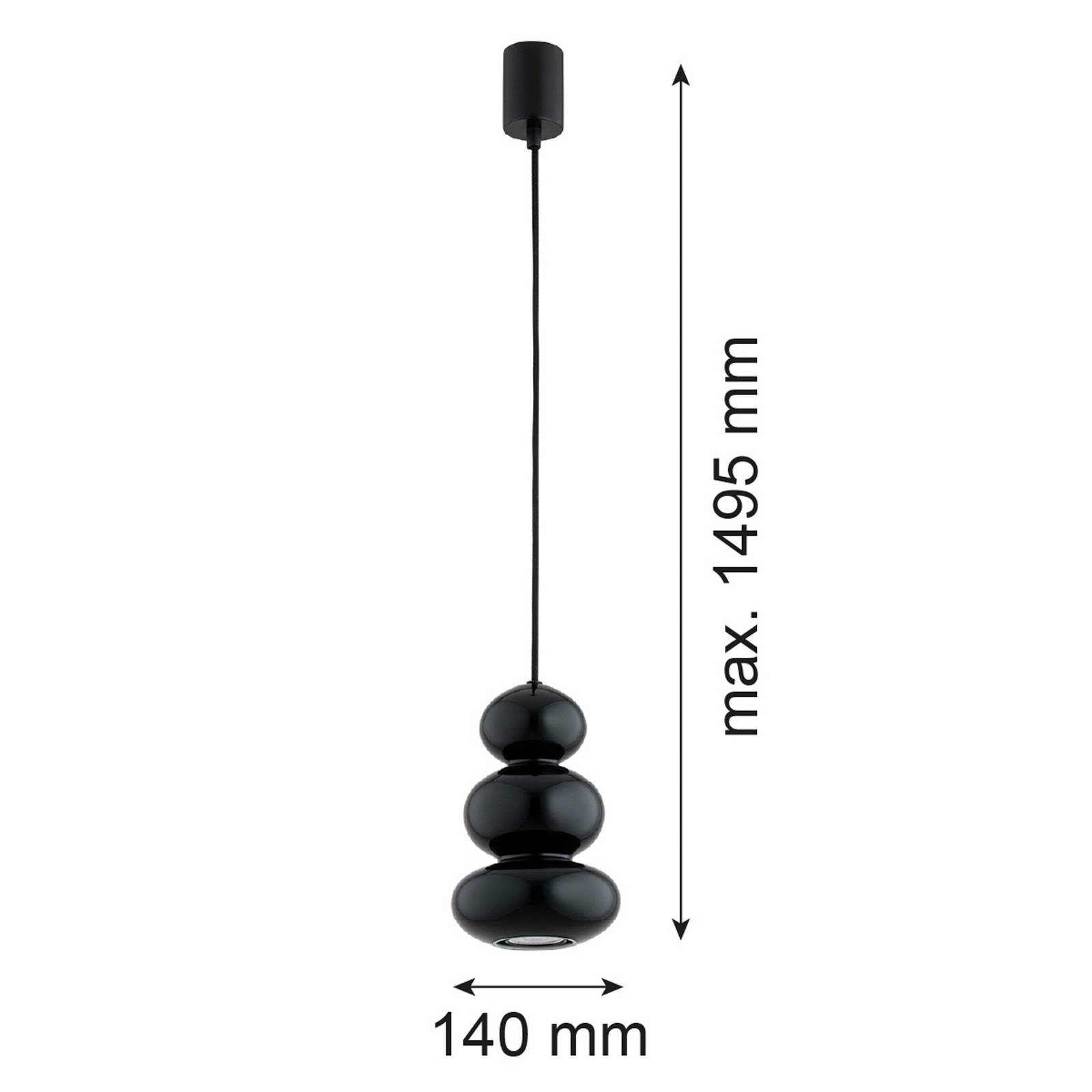 Lampa wisząca szklana Oman Argon, możliwość ściemniania, czarny, salon / jadalnia, szkło