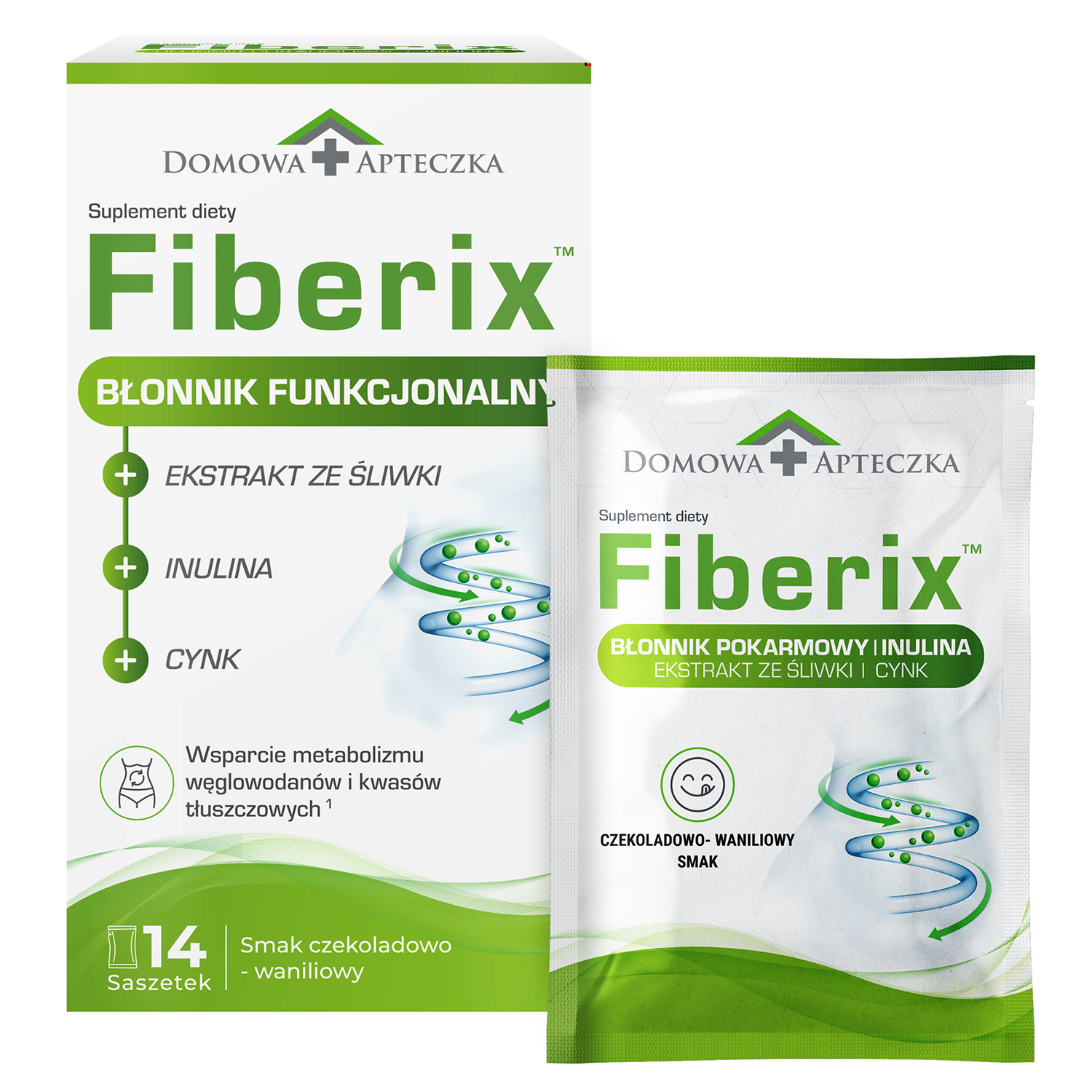 Fiberix, smak czekoladowo-waniliowy, 14 saszetek
