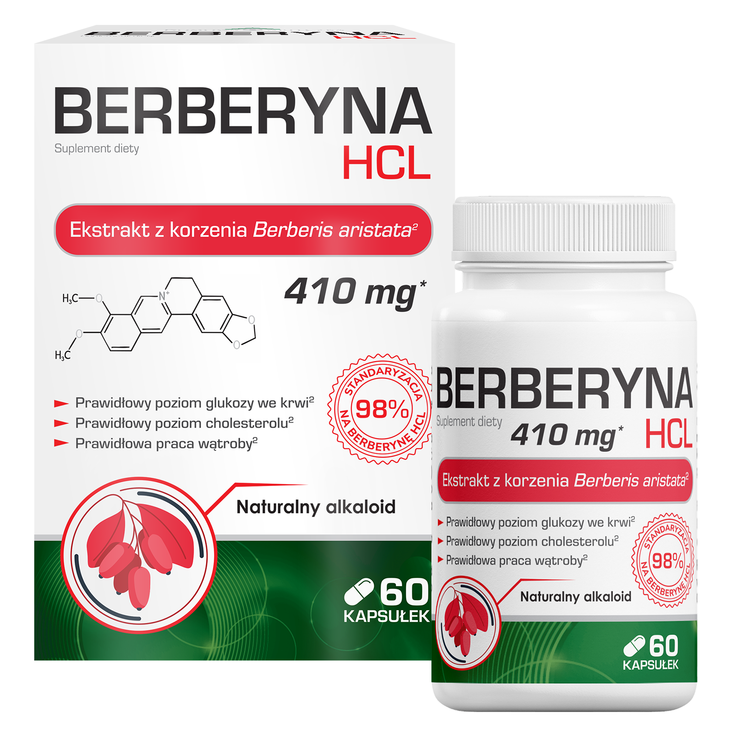 Berberyna HCL, 60 kapsułek