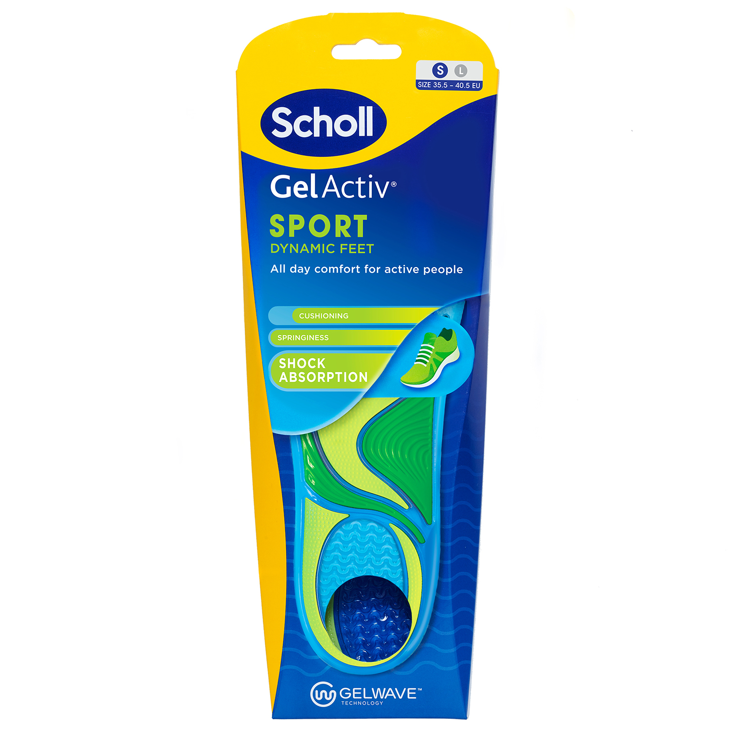 Scholl GelActiv, wkładki do butów, sportowe, rozmiar S 35,5-40,5, 2 sztuki