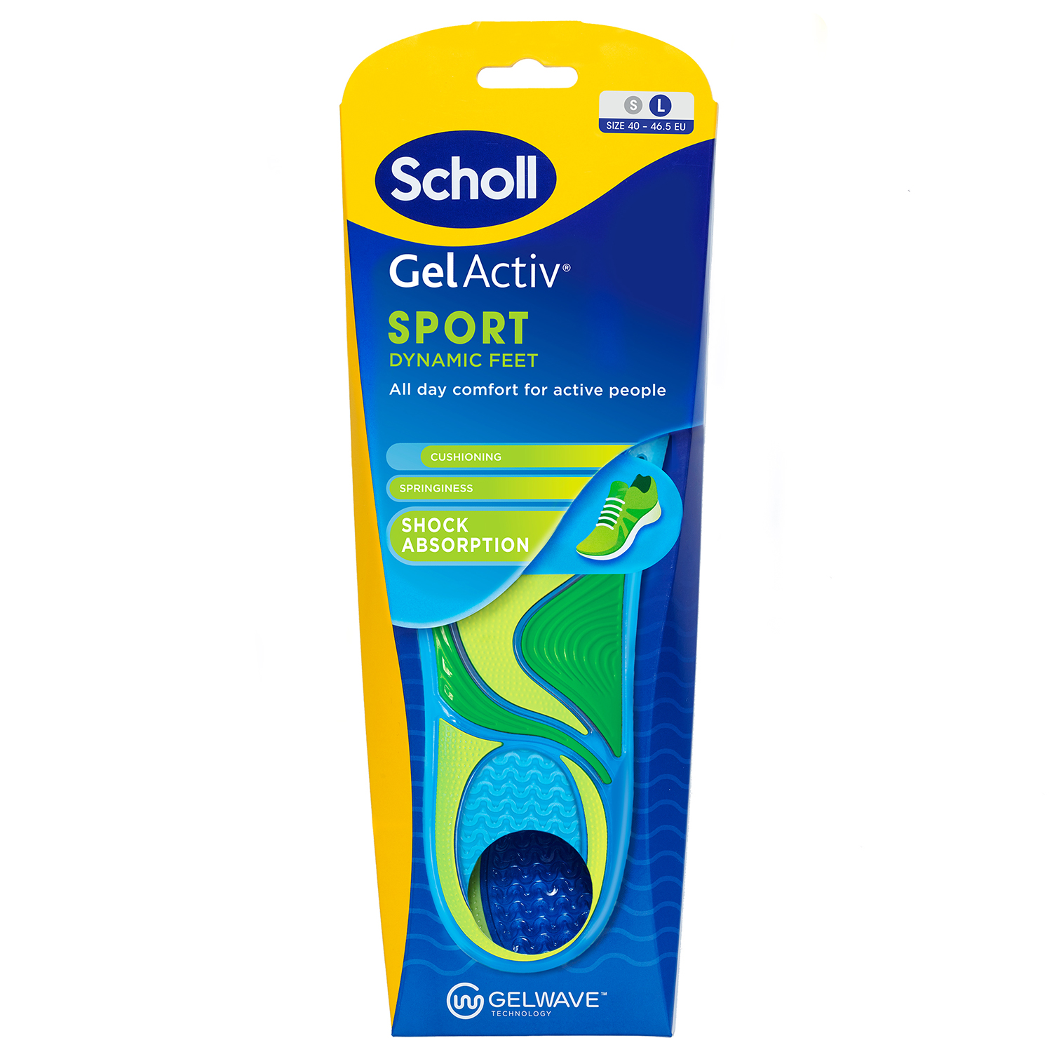 Scholl GelActiv, wkładki do butów, sportowe, rozmiar L 40-46,5, 2 sztuki