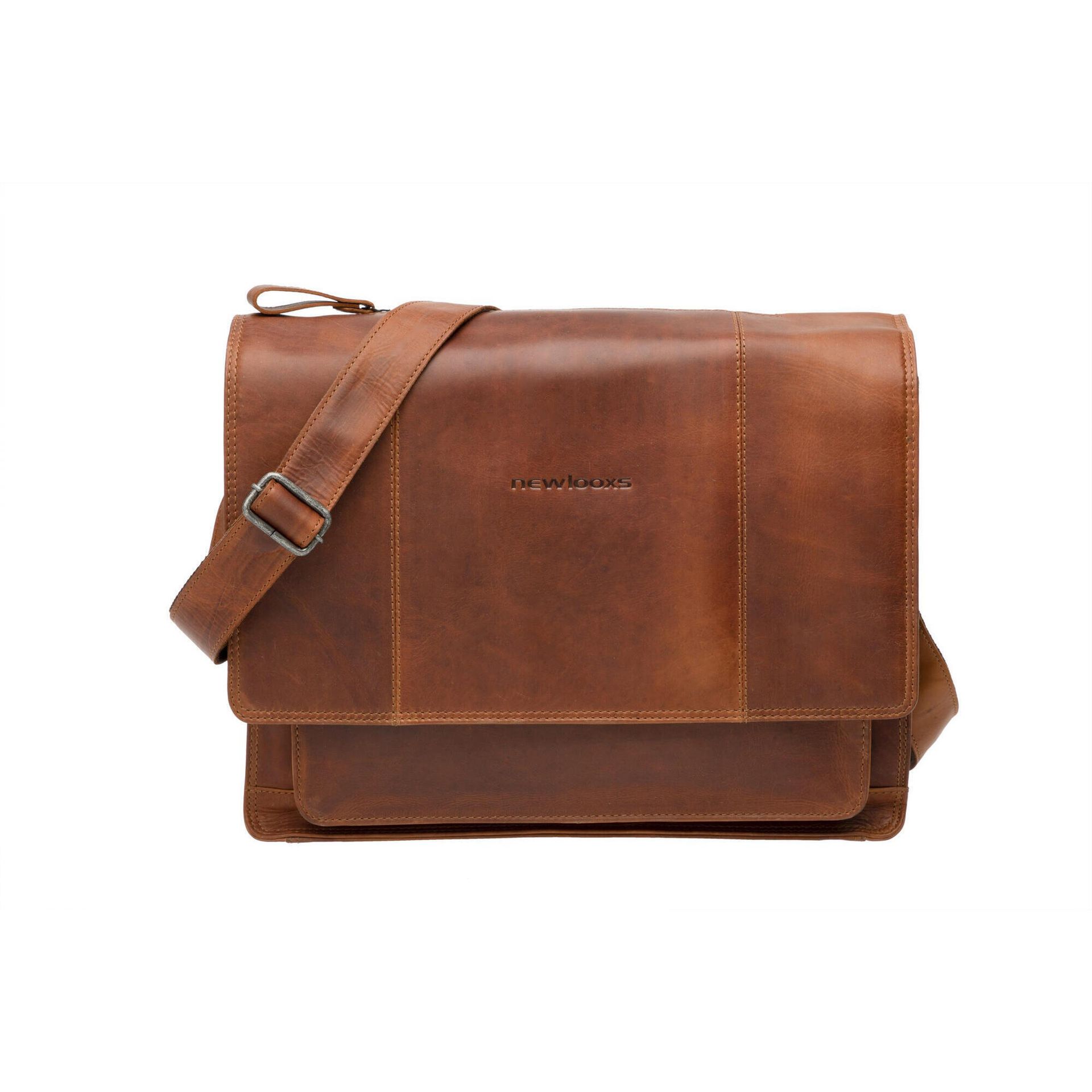 torba rowerowa na laptop Fellini 40 x 32 cm 18 litrów skórzana brązowa