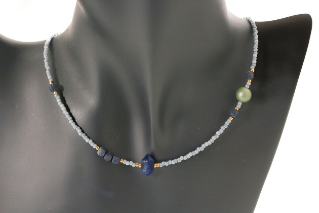 Naszyjnik Lapis Lazuli z koralem 020N