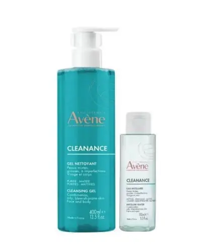 Avene Cleanance Zestaw Żel oczyszczający, 400 ml + Woda micelarna, 100 ml