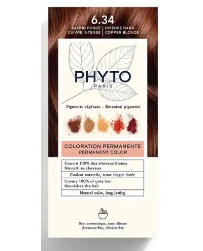 Phyto Color 6.3, farba do włosów, ciemny miedziany blond, 1 sztuka