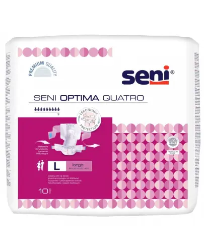 Seni Optima Quatro Pieluchomajtki z regulowanym pasem biodrowym L, 10 sztuk