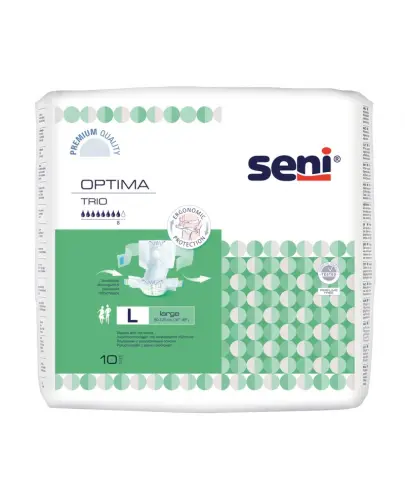 Seni Optima Trio Pieluchomajtki z regulowanym pasem biodrowym L, 10 sztuk