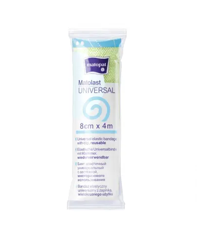 Matolast Universal Bandaż elastyczny niejałowy z zapinką zielony 8 cm x 4 m, 1 sztuka
