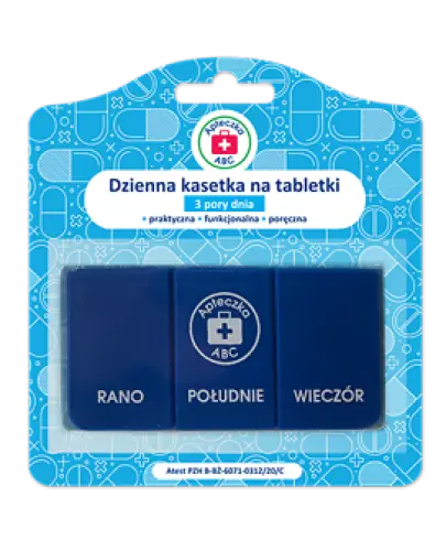 Apteczka ABC Dzienna kasetka na tabletki 3 pory dnia niebieska, 1 sztuka