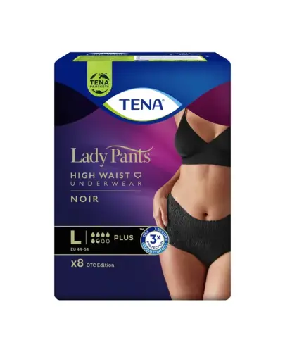 Tena Lady Pants Plus Noir L Majtki chłonne OTC Edition, 8 sztuk