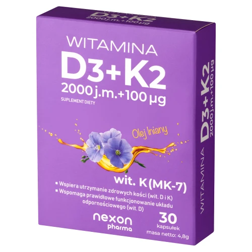 Nexon Pharma Witamina D3 + K2, 30 kapsułek