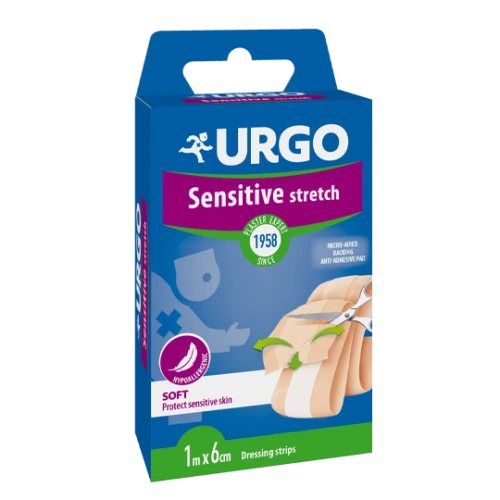 Urgo Sensitive Stretch Opatrunek 1 m x 6 cm, 1 sztuka