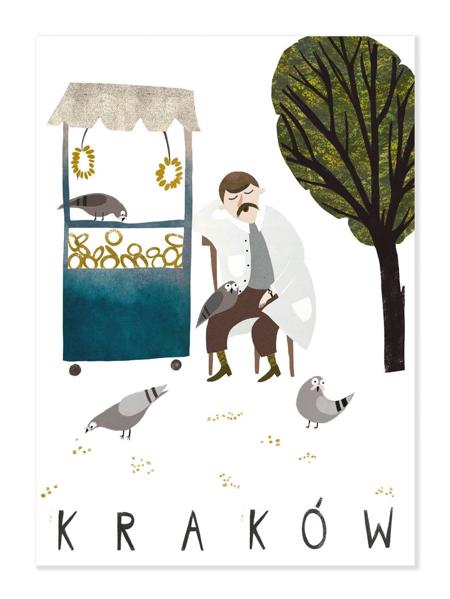 Pocztówka. Kraków. Obwarzanki. 105X145 Mm. Sylver Rocket Studio