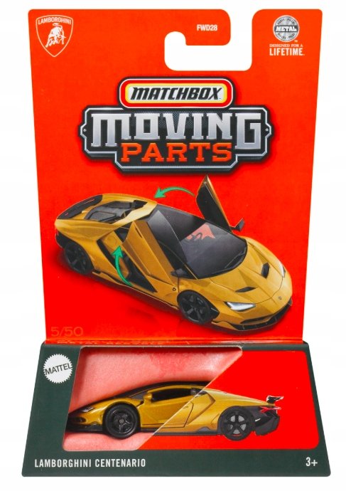 MATCHBOX MOVING PARTS AUTO LAMBORGHINI CENTENARIO ZŁOTY SAMOCHÓD