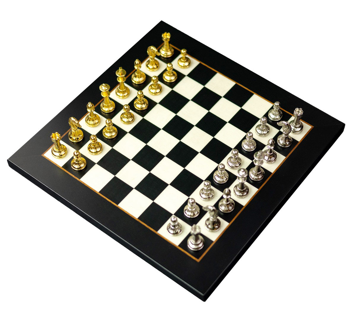 Szachy Italfama Mignon Fiorito 30X30Cm Cynk-Zloto 24K-Srebro 925 Krol 4.8Cm