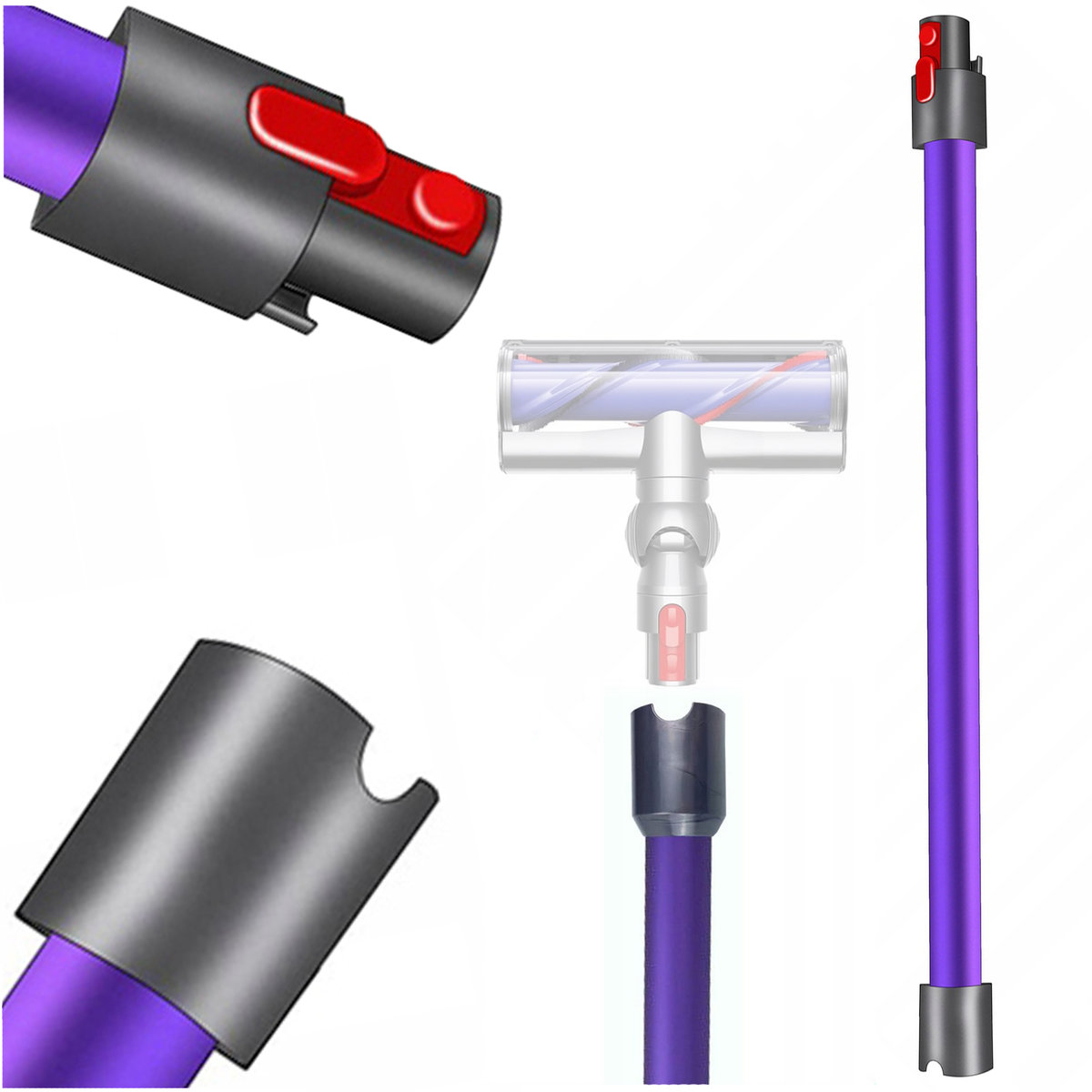RURA PRZEDŁUŻKA WĄŻ DO DYSON V7 V8 V11 V10 V15 72CM WZMOCNIONA FIOLETOWA