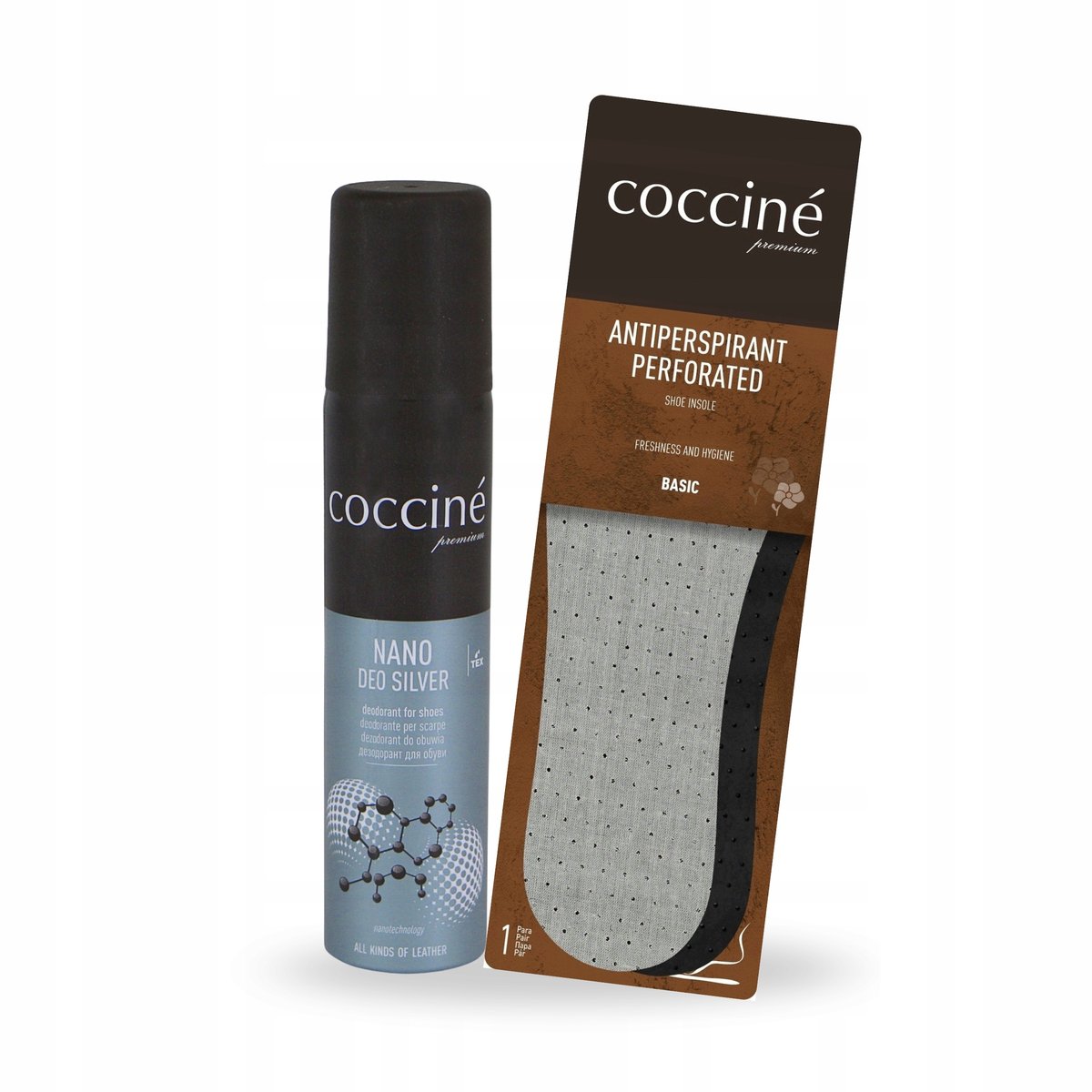 Do Odświeżania Butów Dezodorant Nano Deo Siver i Wkładki Coccine Zestaw 2w1