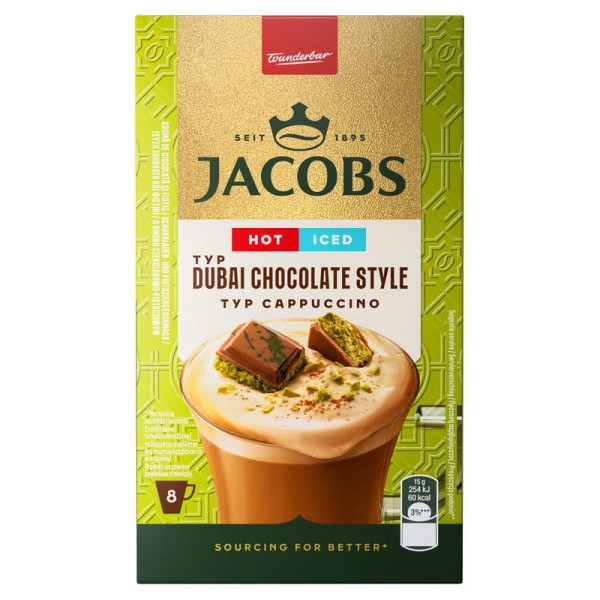 Jacobs kawa Cappuccino Dubajska Czekolada Style 8x15 g Dubai Display