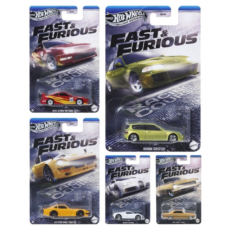 Zestaw Hot Wheels Premium Silver Series Fast & Furious Racing Course 5 Autek HNR88 JBY39 JBY40 JBY41 JBY42 JBY43