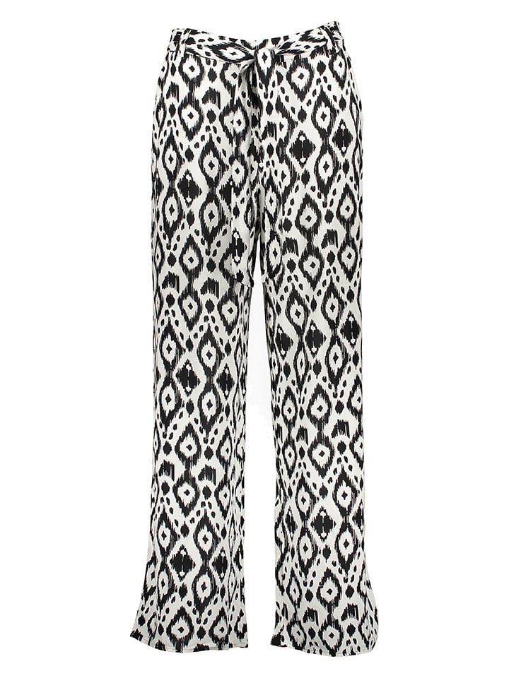 ONLY Spodnie w kolorze kremowo-czarnym