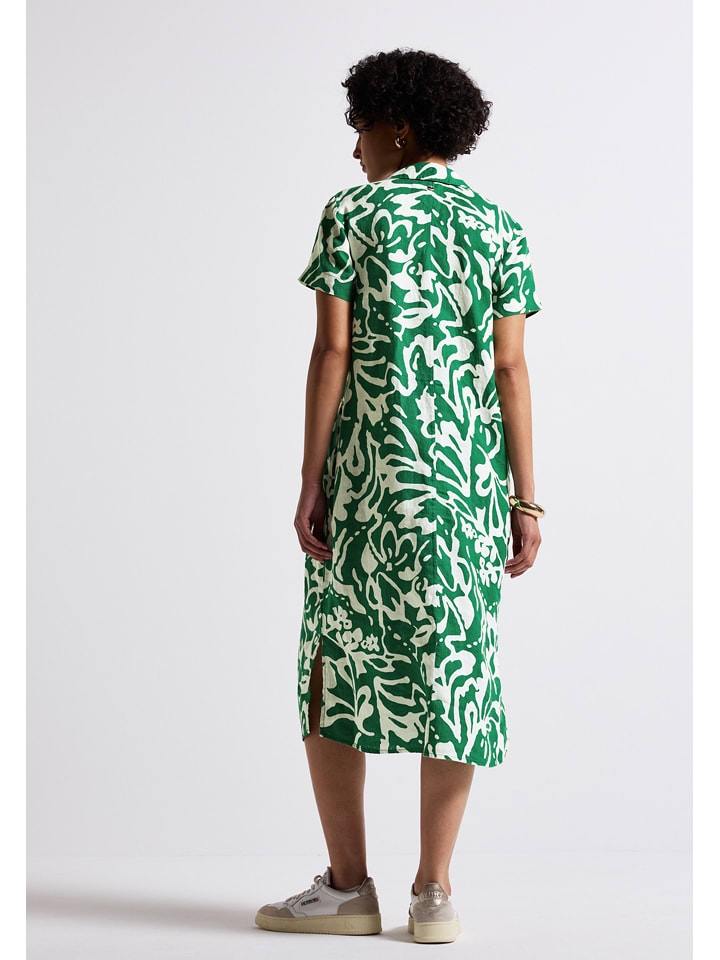 Street One Lniana sukienka w kolorze zielono-białym