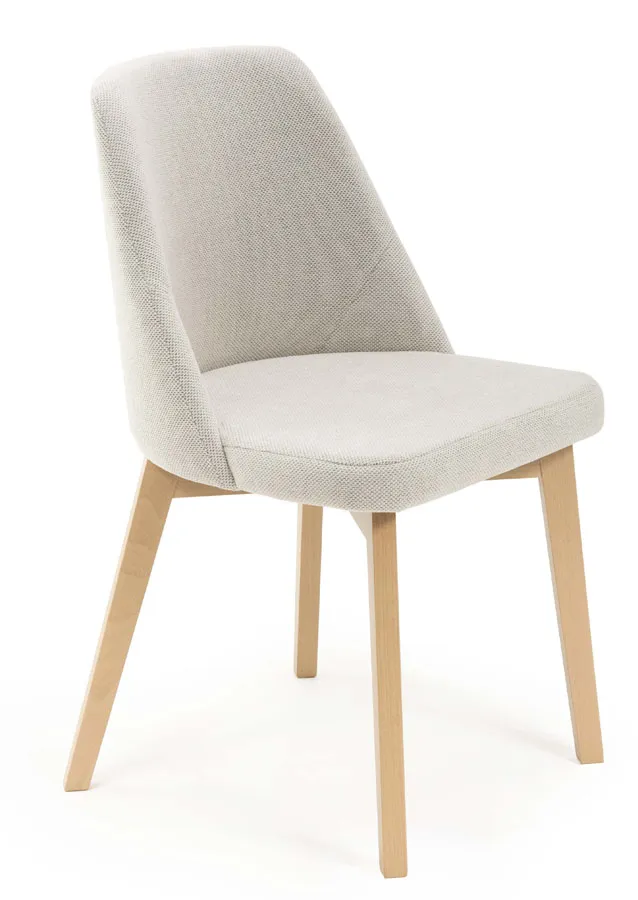 Jasnoszare krzesło tapicerowane na jasnych bukowych nogach - Fima 3X